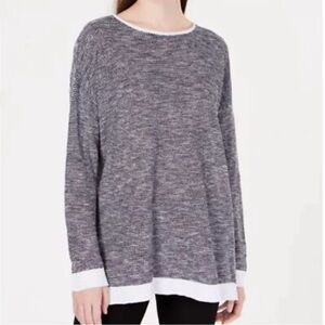Eileen Fisher Grey and White Crew Neck Sweater, size XL, VGUC